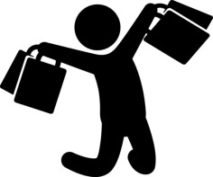 Happy Shopper Jumping With Shopping Bags Tracing Svg Vector, Free Vectors File